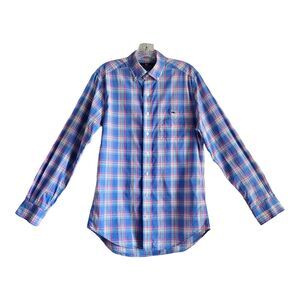 VINEYARD VINES Men S Tucker Shirt Button Down Slim Fit Plaid Blue Pink Logo 38"
